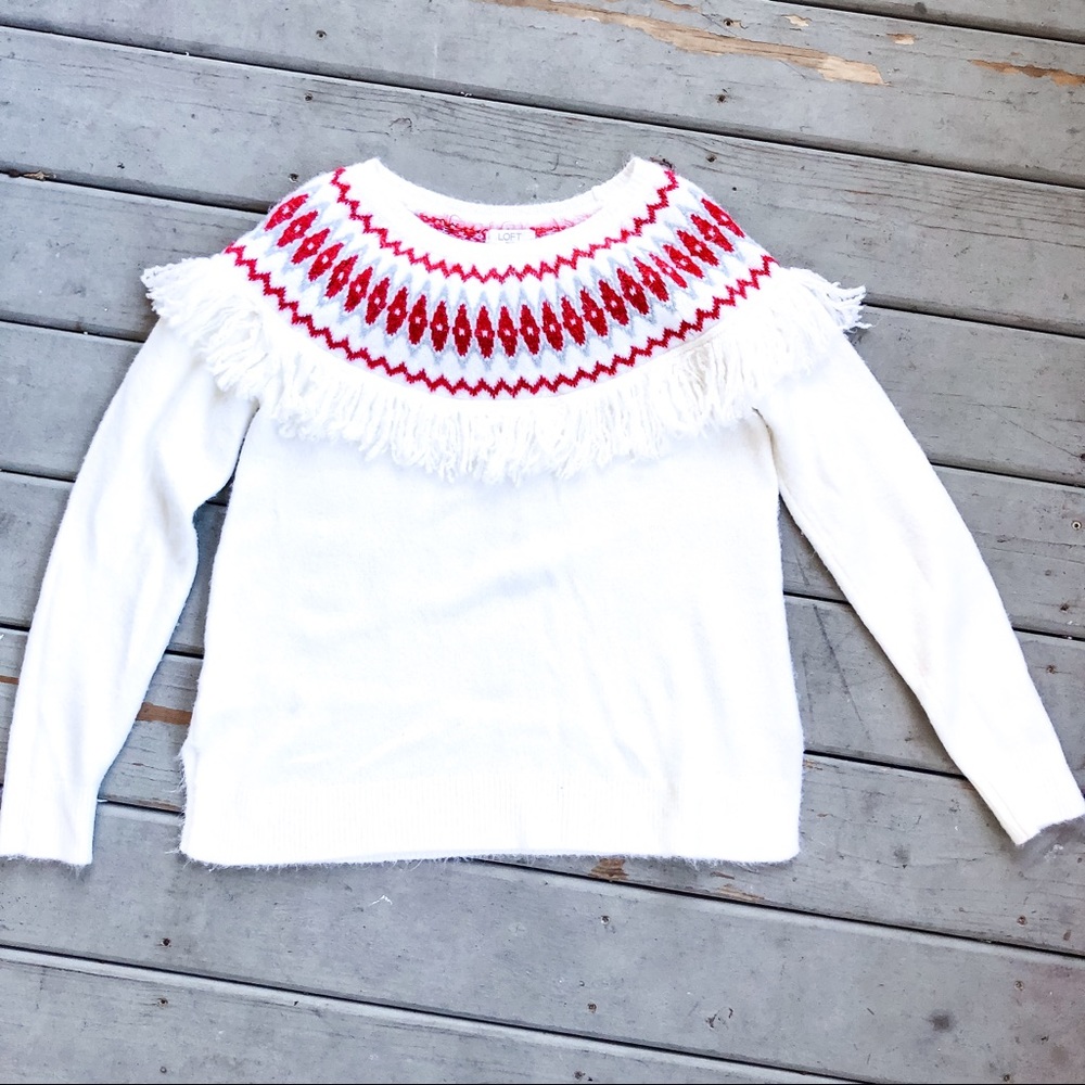 Loft Outlet Fringe Fair Isle Sweater Size Medium